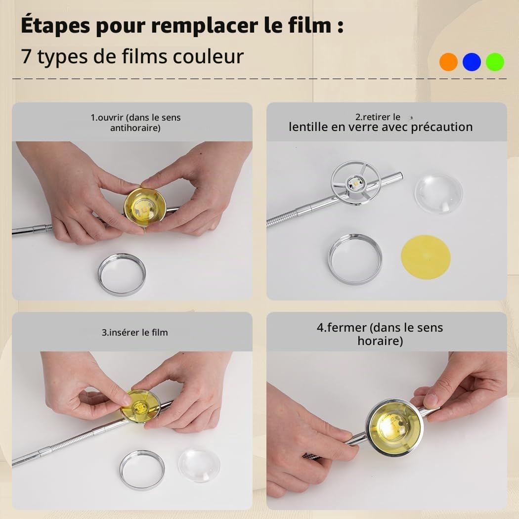 Lampadaire sur Pied Salon Projecteur RGB,Lampe sur Pied avec 5 Têtes d'éclairage Réglables,Lumière d'Ambiance LED Lampadaires 3000K,Lampe Coucher de Soleil avec Filtres de Couleur Interchangeables