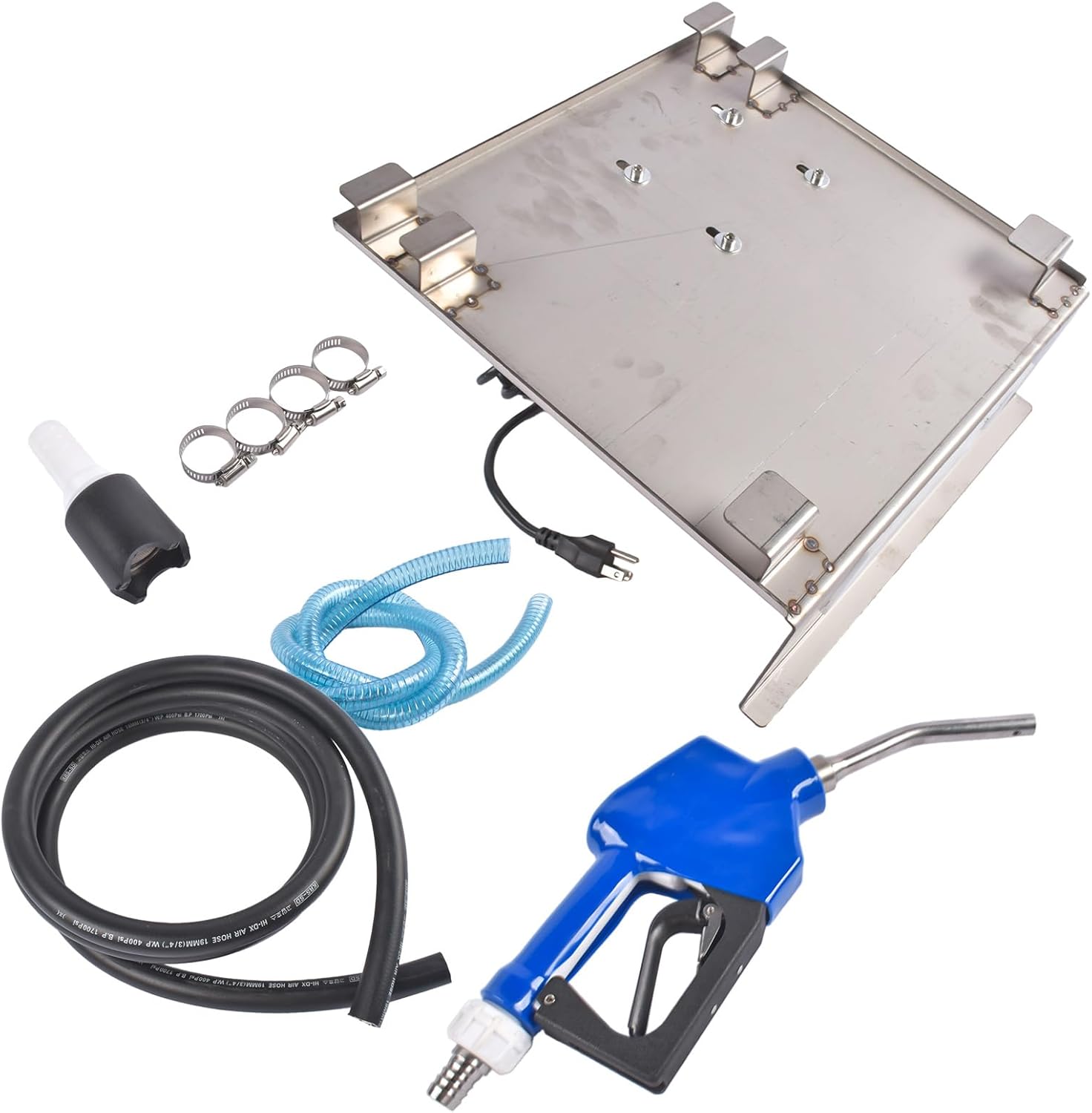 110V DEF Transfer Pump Kit 400W 10.6 GPM (40L/min) with Urea Gun, K24 Flowmeter, 4m 4.3/4 Black Flowline, 2m Oil Pipe w/Filter(Inlet Size: 1'')