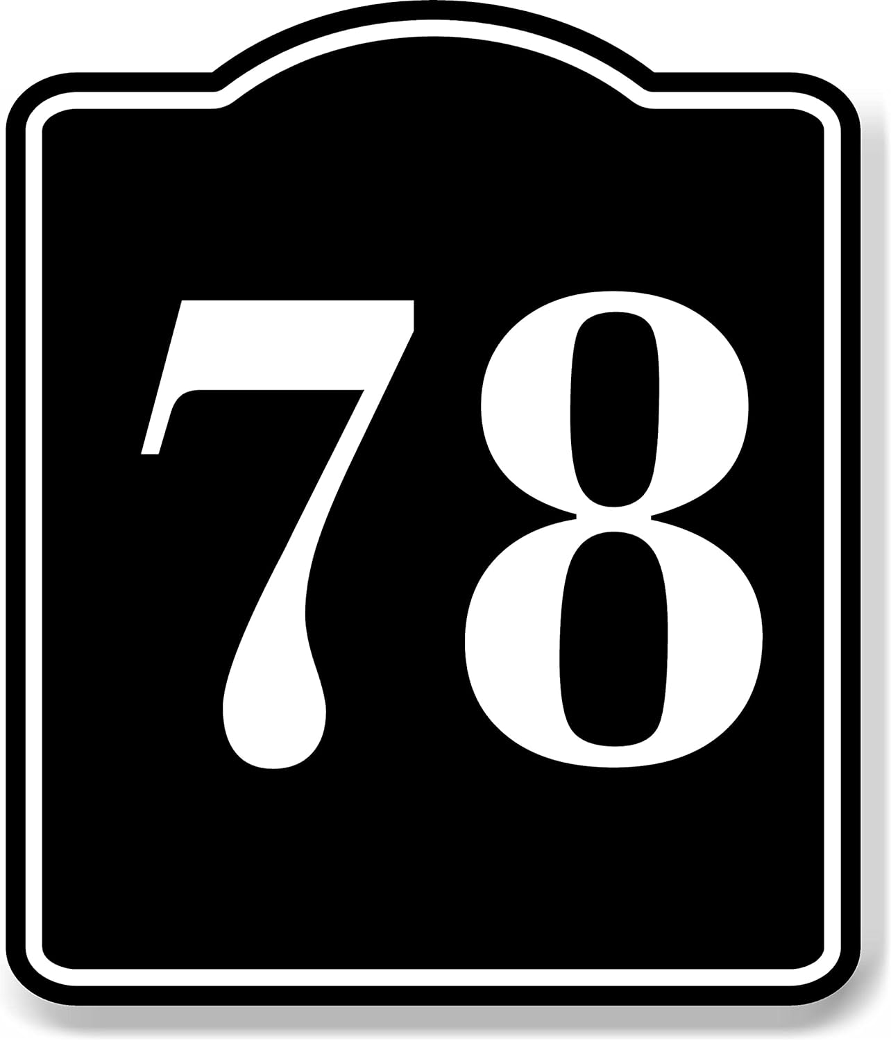 78 Bay Garage Door Plate Field Lane Gate Number BLACK Aluminum Composite Sign, 2024