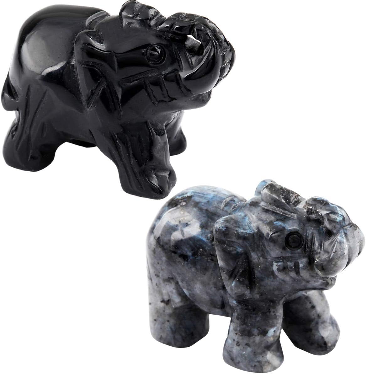 KYEYGWO Pocket Good Luck Elephant Carved Gemstone Lucky Elephant Ornaments Healing Crystal Figurines Statues for Decoration 1.5 Inches