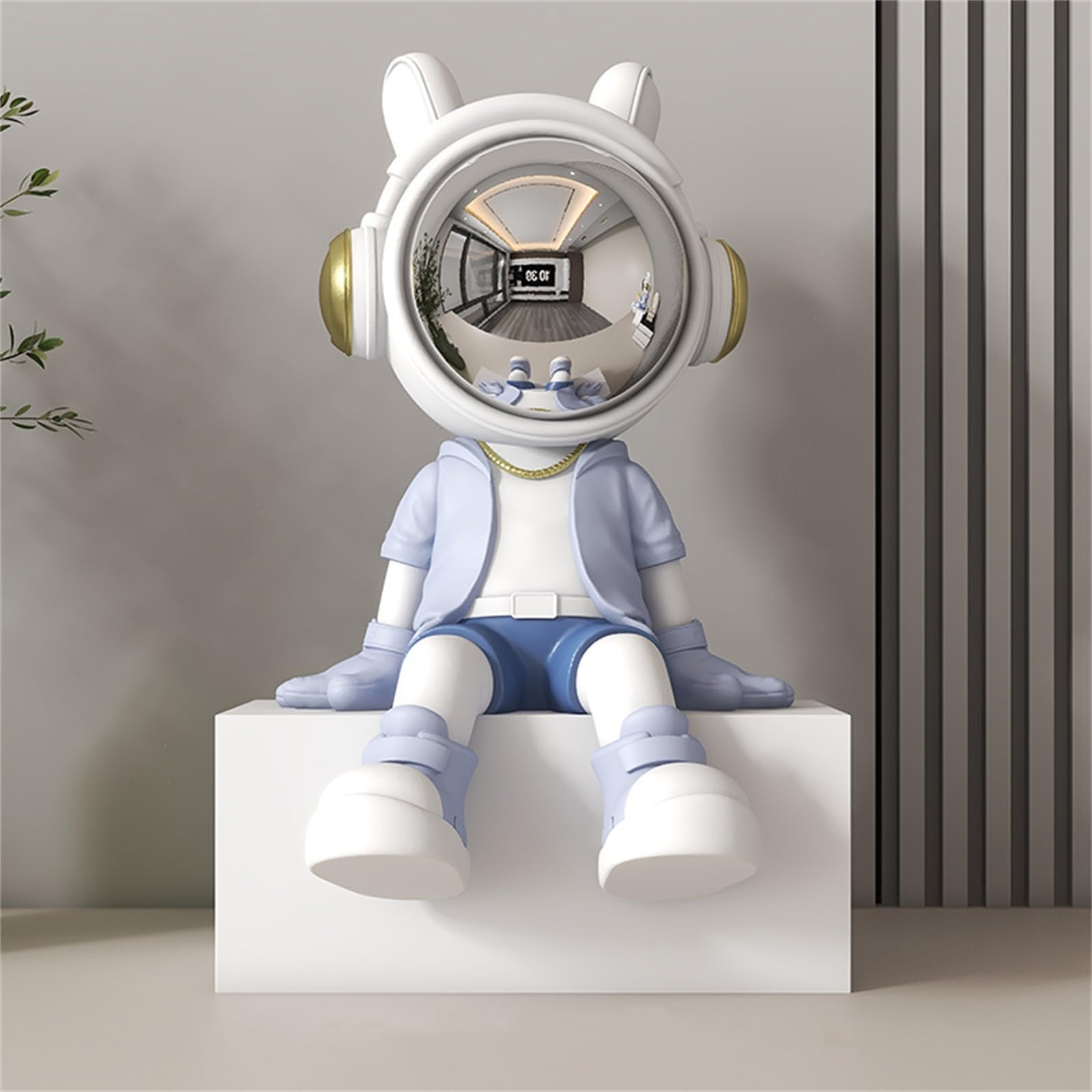 CHUOZI Astronaut Statue Spaceman Sculpture Figure Decor Home Living Room,Office,Desktop,Bookshelf Decorations (Reading (Orange) Without Base)