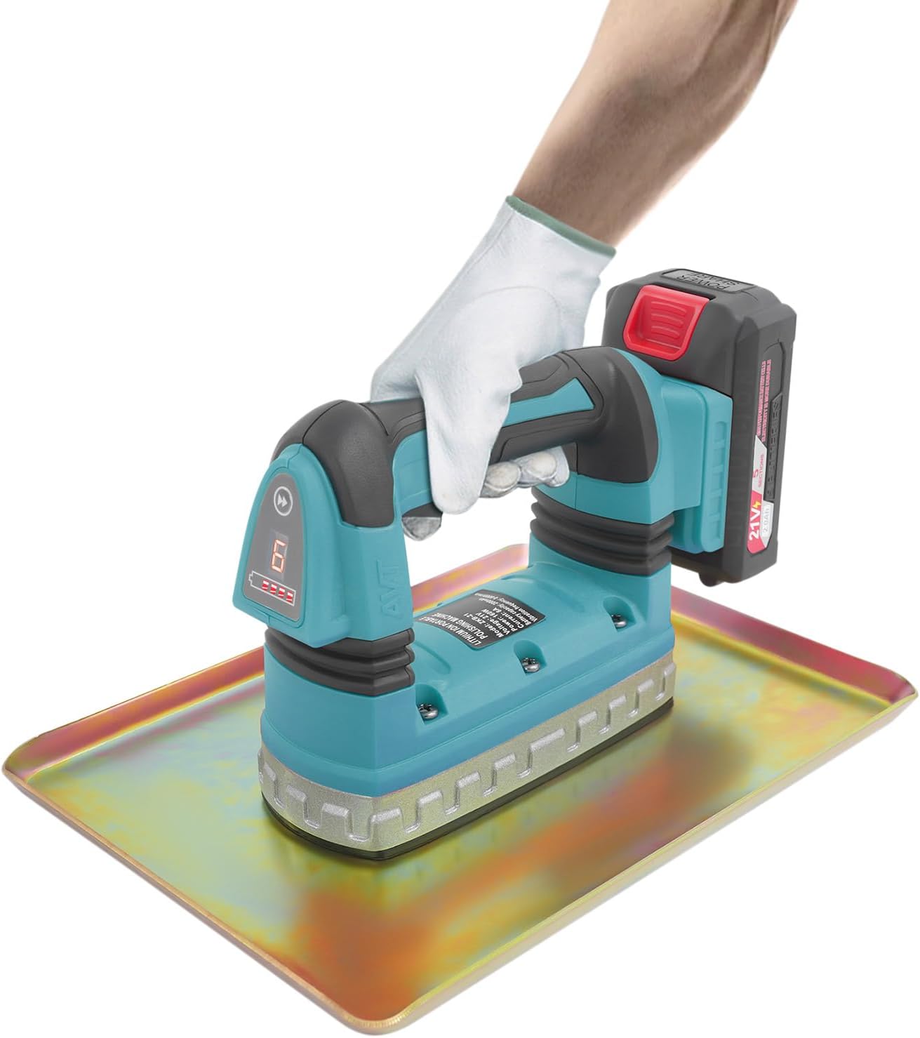 Cordless Concrete Vibrator, Battery-powered Portable Handheld Cement Vibrating Troweling Machine with Display,0-6000 RPM Concrete Flat Plate Vibrator (Blue)