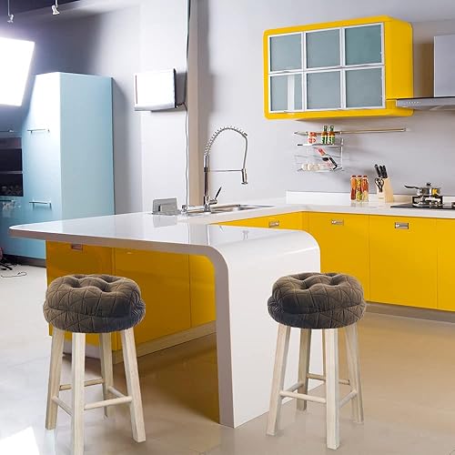 Miniatura 2 de BUYUE Dia.12 Cojín de asiento para taburete de bar redondo, diseño jacquard de lujo a la moda con cojín de silicona antideslizante para taburete de