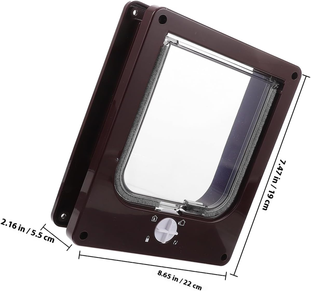 Cat Door Flap with Rotating Lock Control Medium Brown Pet Door for Cats and Dogs Sturdy