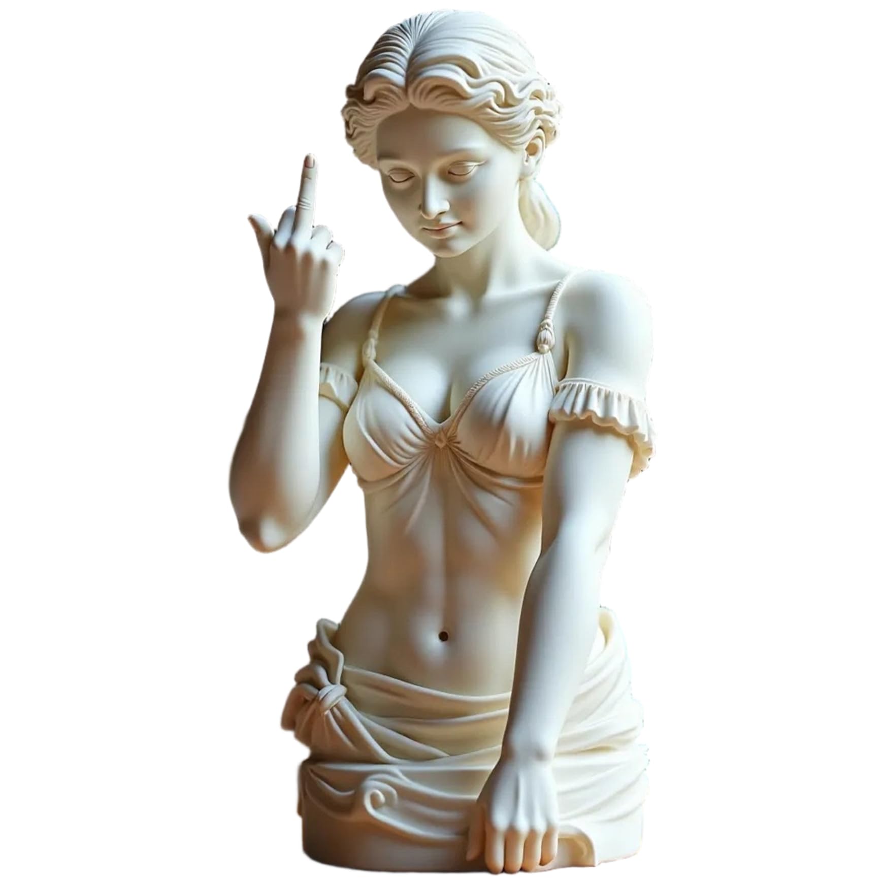 Vervevum White Middle Finger Statue, 3 Inch Bold Art Resin Venus Statue Greek Gesture Sculpture For Trendy Spaces Homes, Funny Unique Decorative Ornaments, Venus