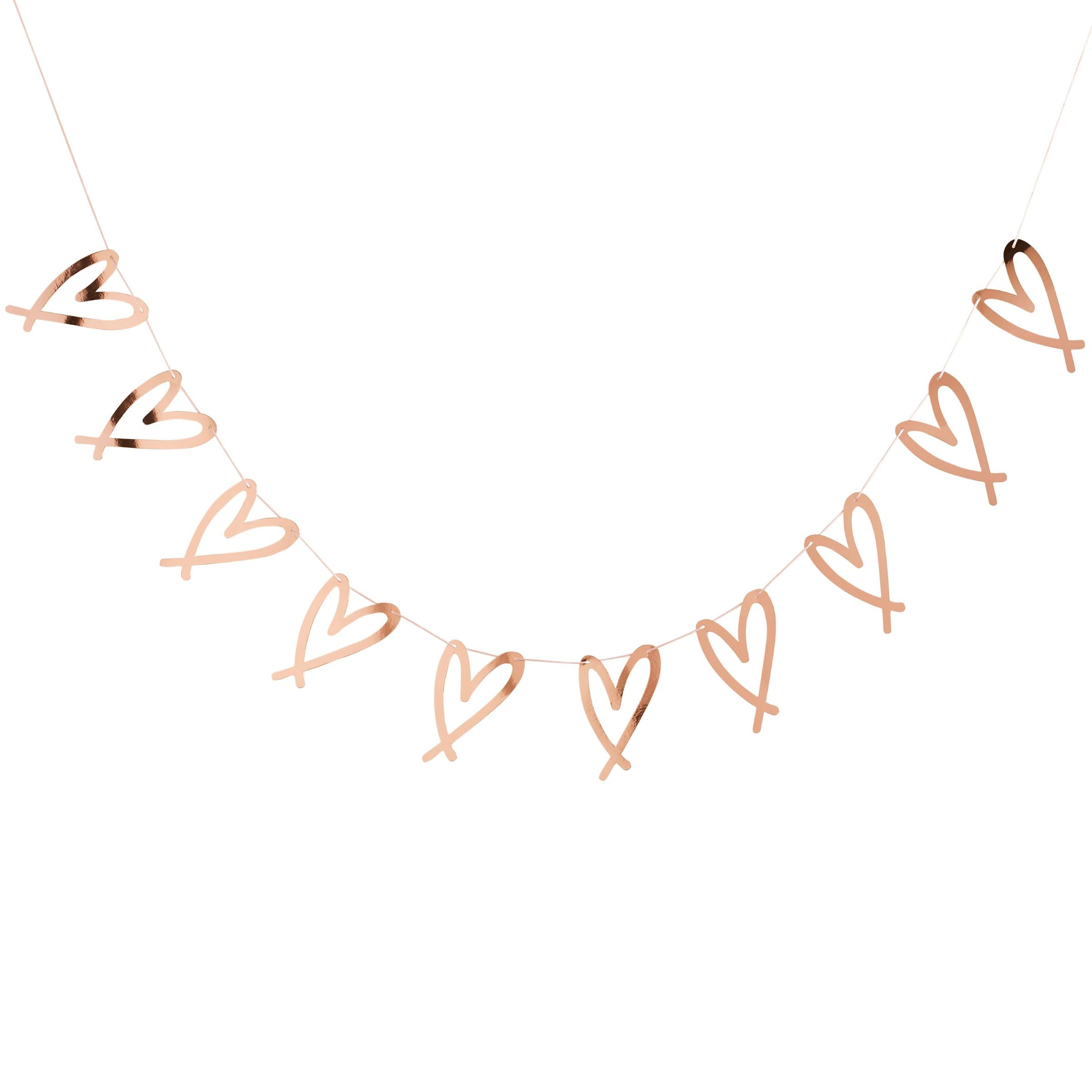 Rose Gold Heart Garland, 2m, Heart Party Banner Decoration