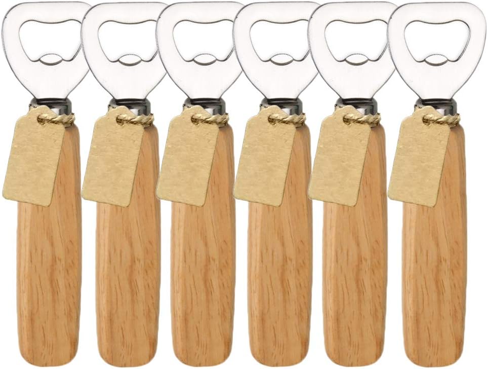 Simple Beer Bottle Opener Wooden Handle Custom Logo Portable Bulk Blank