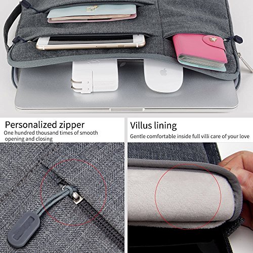 Image of Bag for Apple MacBook 13 inch 13.3 inch inch Classic Travel Bag Apple MacBook Sleeve carry Case Bag, Sleeve Wool Felt Leather Bag Case Sleeve Cover for 13 inch 13.3 inch Apple Macbook Pro 13 inch 13.3 inch / Macbook Air 13 inch 13.3 inch / Macbook Pro with Retina Display 13 inch 13.3 inch / 2016 Newest MacBook Pro 13 inch Inch with / without Touch Bar case Sleeve Carry Case Cover Bag Pouch (Denim)