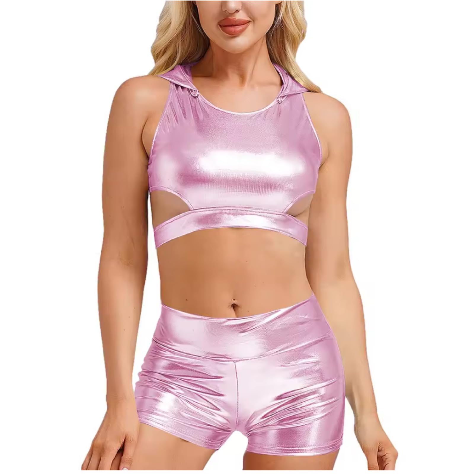 Tenues pour femmes à capuche Bodycon Crop Tops taille haute short deux pièces ensemble pour femme à porter au quotidien personnalisable