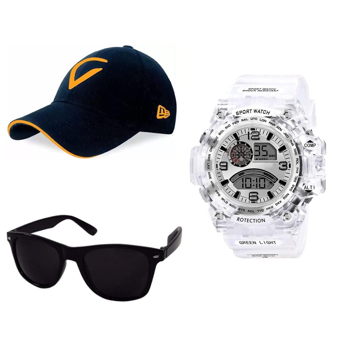 GIFFEMANS GFMN1343 Digital Sports Watch, Multi-Functional Watch for Boys & Men with Cap and Sunglasses, Combo Pack of 3 (B0CL2LYVVF) Amazon Price History, Amazon Price Tracker