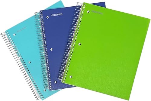 Miniatura 10 de Mintra Office Cuadernos de espiral duraderos, paquete de 3 materias (lavanda, salmón, salvia, rayado universitario) Lavanda/Salmón/Sage College