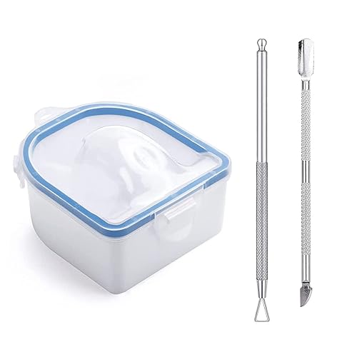 Miniatura 50 de Cuenco de remojo de uñas, 2 unidades de esmalte de gel remojado, removedor de polvo de inmersión con pelador de cutículas triangular y empujador
