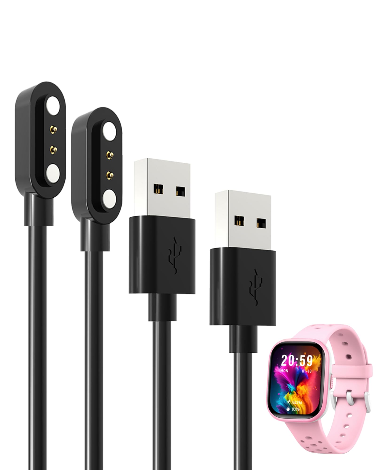 BOVUGAC 2 Pack for Teslahero W79 1 85 Inch SmartWatch Charger Magnetic Replacement USB Charging Cable Compatible with