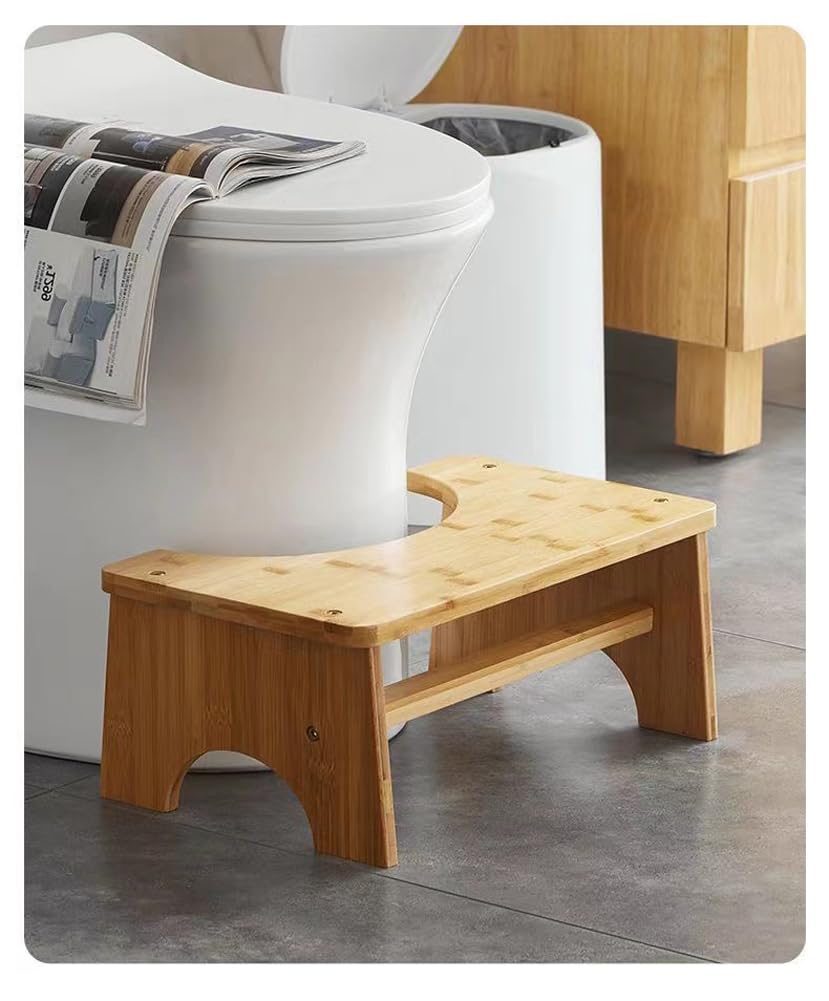 Toilettenhocker aus Holz, hochwertiger Bambus-Toilettenhocker, langlebiger hockender Toilettenhocker, Kniebeugen-Fußstütze, 17,8 cm Höhe, Holz-Tritthocker für Kinder und Erwachsene