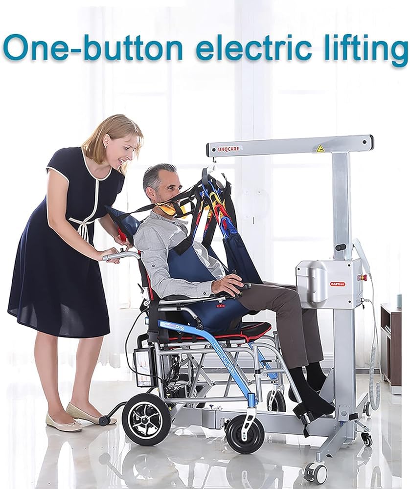 Sollevatore elettrico per pazienti, sollevatore idraulico pieghevole per uso domestico, ascensore portatile di trasferimento per pazienti/anziani/disabili tra letto, divano, sedia a rotelle, vasca da