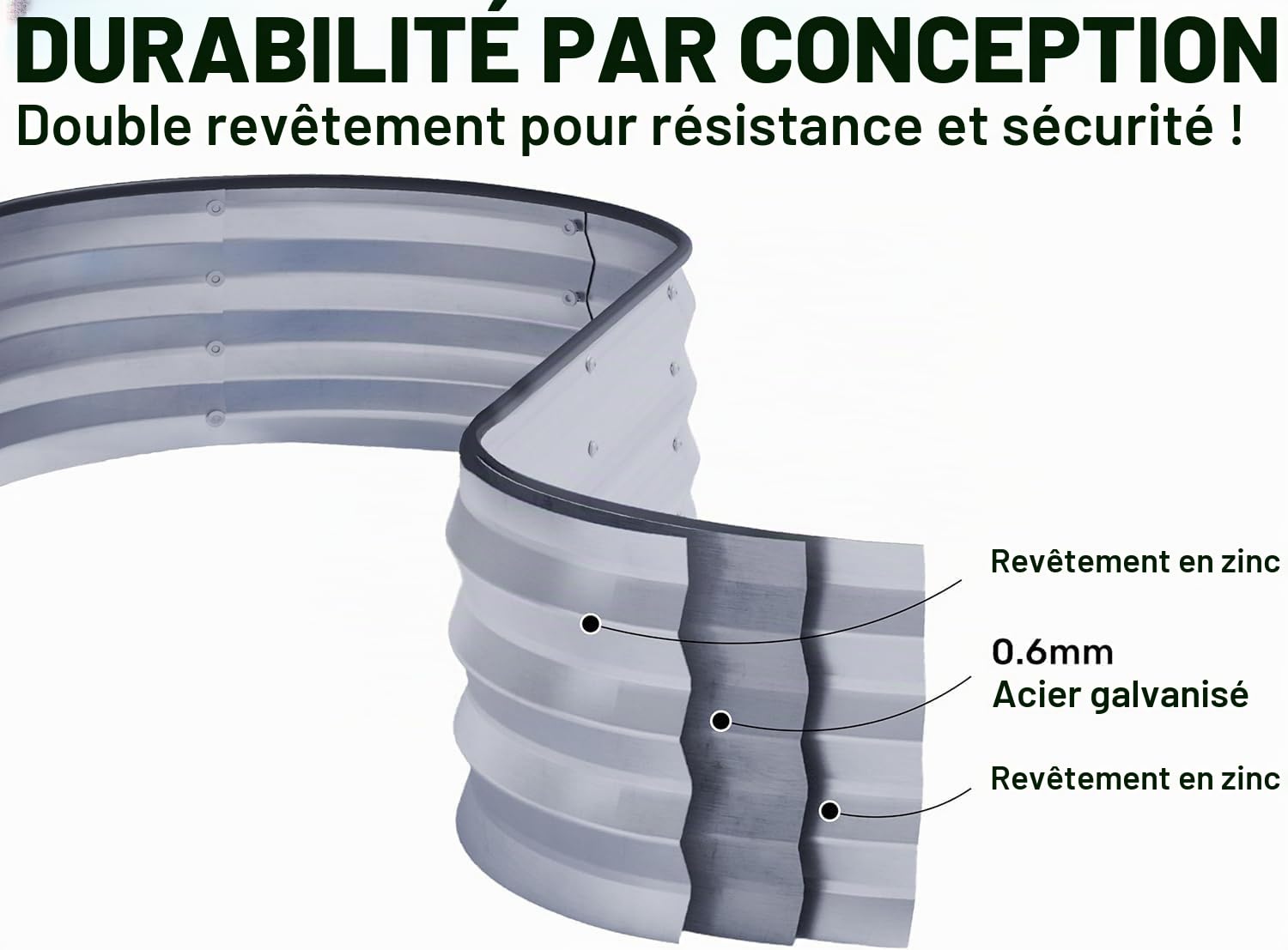HEYOUTH Potager Surélevé en Acier Galvanisé,Plates-bandes surélevées pour jardin,Jardinière sur Pieds,Jardinière avec Base Ouverte,Bac Potager Exterieu,pour Légumes, d'Herbes, Fleurs (180*60*30CM)