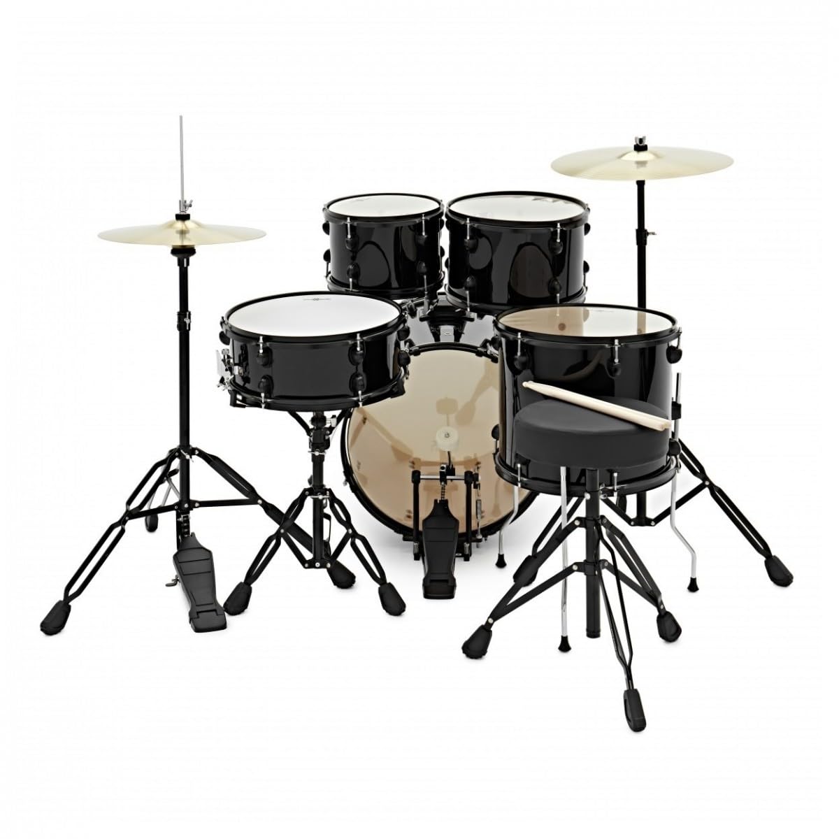 Gear4music Kit de batería acústica BDK-18 Jazz para principiantes, negro