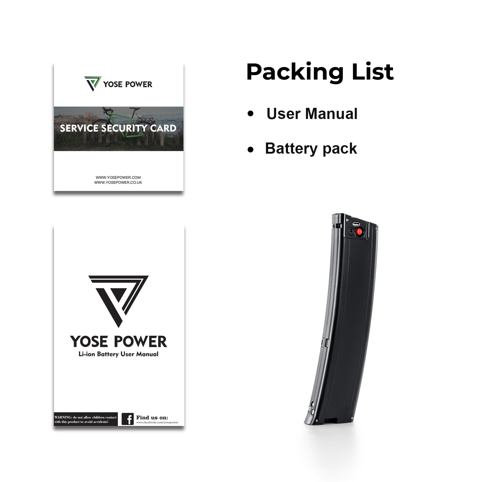 YOSE POWER Batteria di ricambio per bicicletta pieghevole, 36 V, 10,5 Ah, per motore da 36 V, 250 W, 350 W, 500 W, con USB, adatta per Reention Rapier IR III, DeHawk, Emina Bike