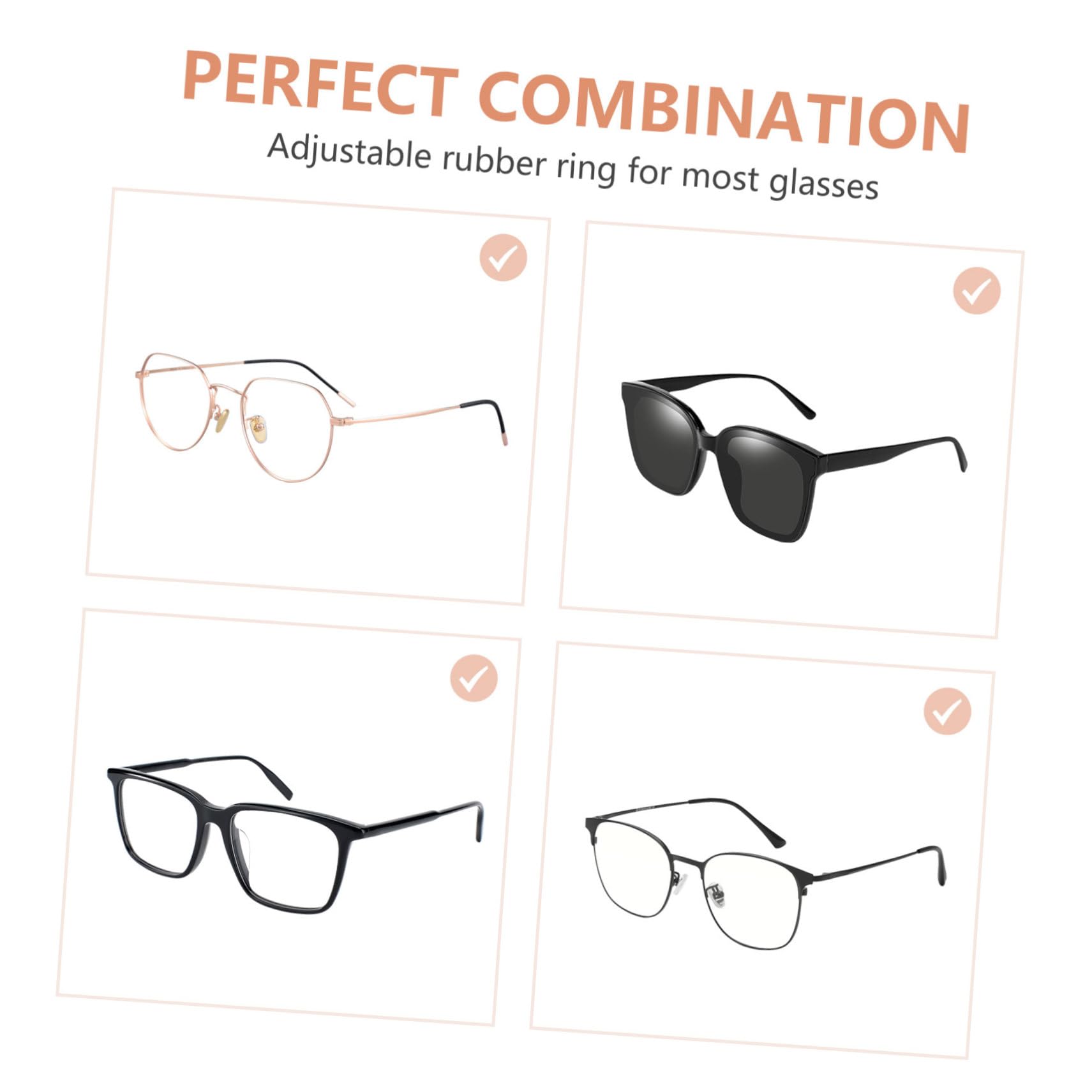 IMIKEYA Cadena para Gafas de Cuentas Finas, 2 Piezas, Plástico, Cuello