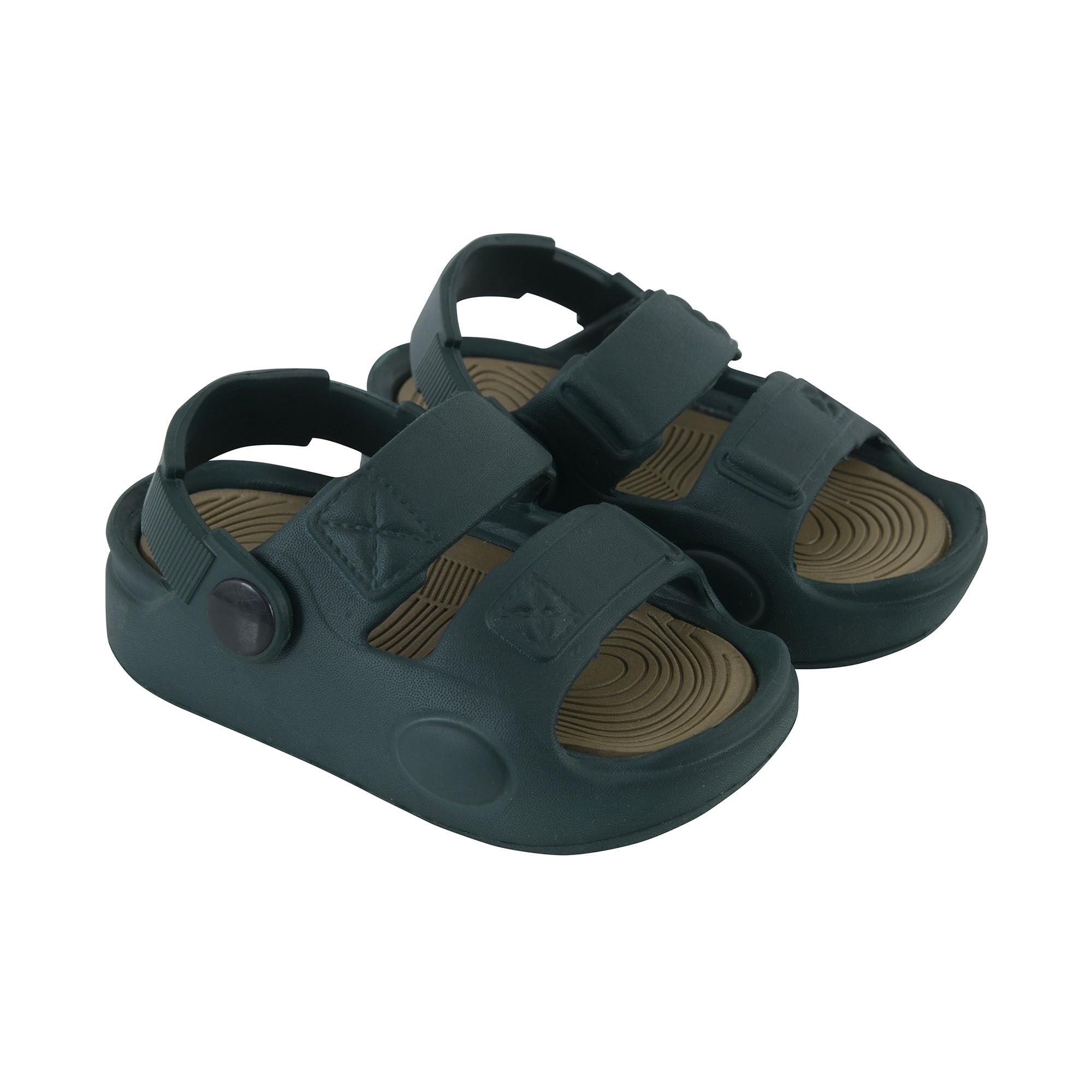 kids Sandals for 1-3.5 Years | Lightweight Anti-Slip First Walking Shoes for Boys & Girls | Soft Sole Dual-Strap Clogs with Adjustable Backstrap (Dark Green)