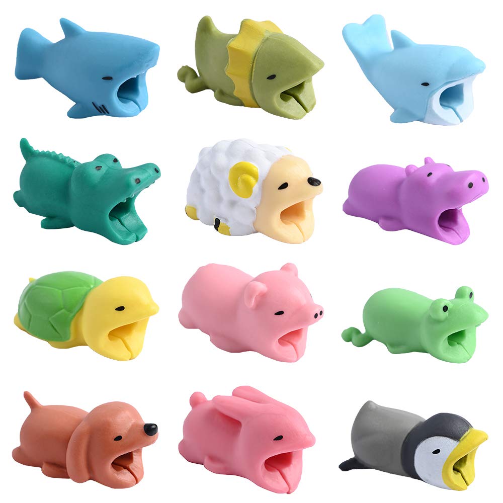 12 pack Cute Animal Cable Protector,Prevents Cable Break Cable Protector Case Charger Protector for USB/Phone/Pad Accessories, Various Animal Cable Chewers Mini Cables