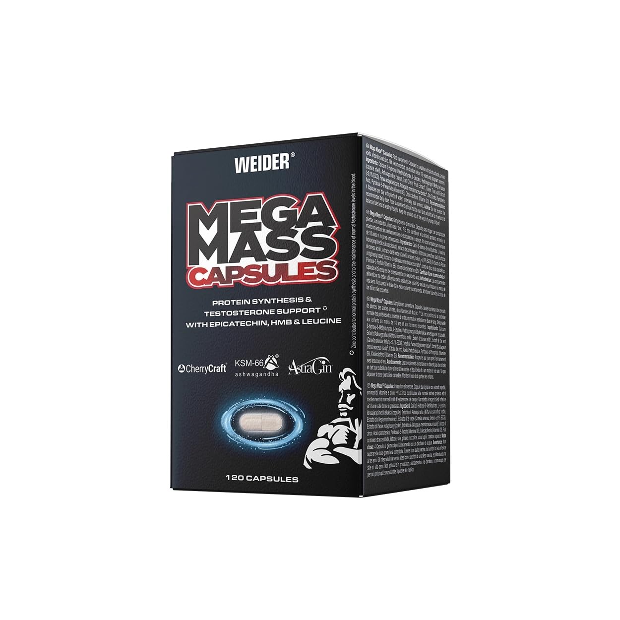 Weider - Mega Mass Caps - Synergetische Nährstoffkombination - Unterstützung von normaler Proteinsynthese und Muskelfunktion - After Workout - Mit Zink und Vitamin D - 120 Kapseln