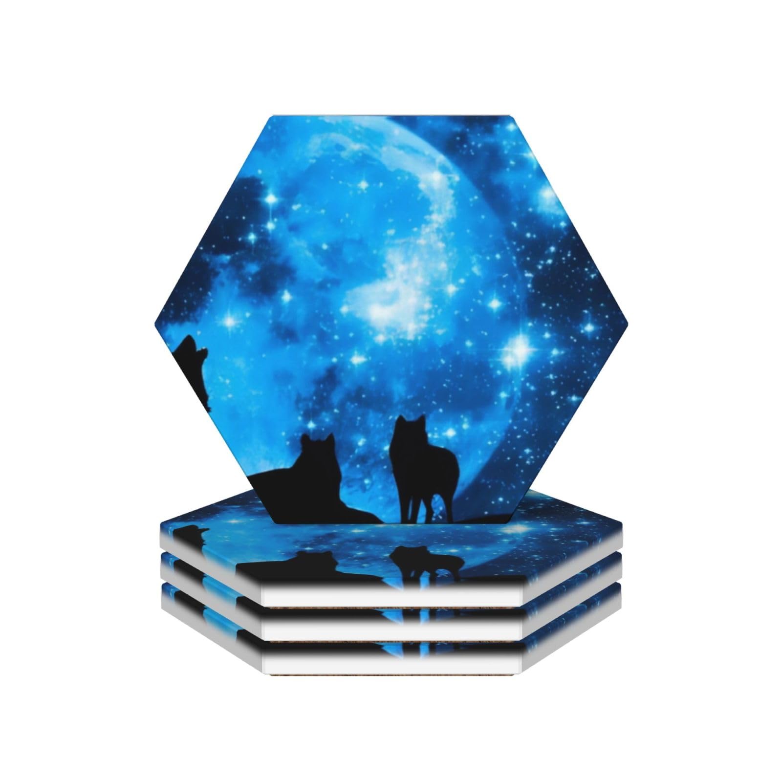 Dessous de verre loup en céramique absorbante pour table basse et décoration salon