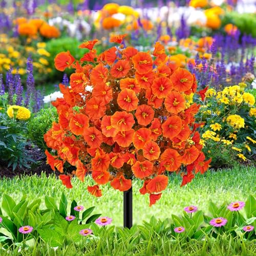 Flor artificial para macetas exteriores y césped con estaca resistente al sol 4