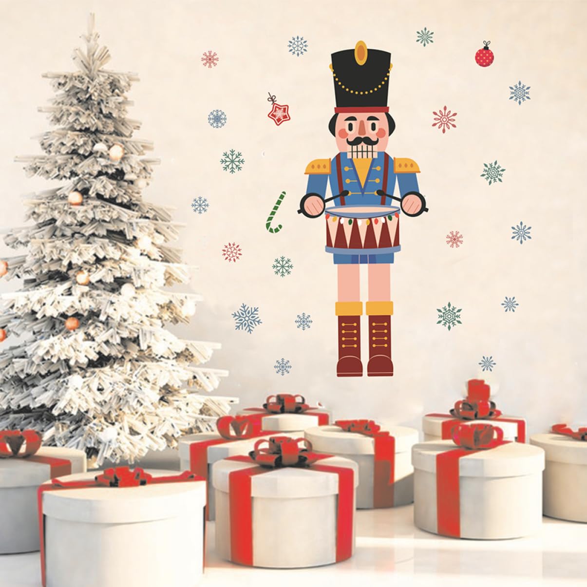 Abaodam 3stücke Weihnachtliche Fensterdeko Selbstklebende Nutcracker Schneeflocken Aufkleber Für Fenster Türen Glatte Oberflächen Weihnachtsdeko Für Zuhause Einfach Anzubringen