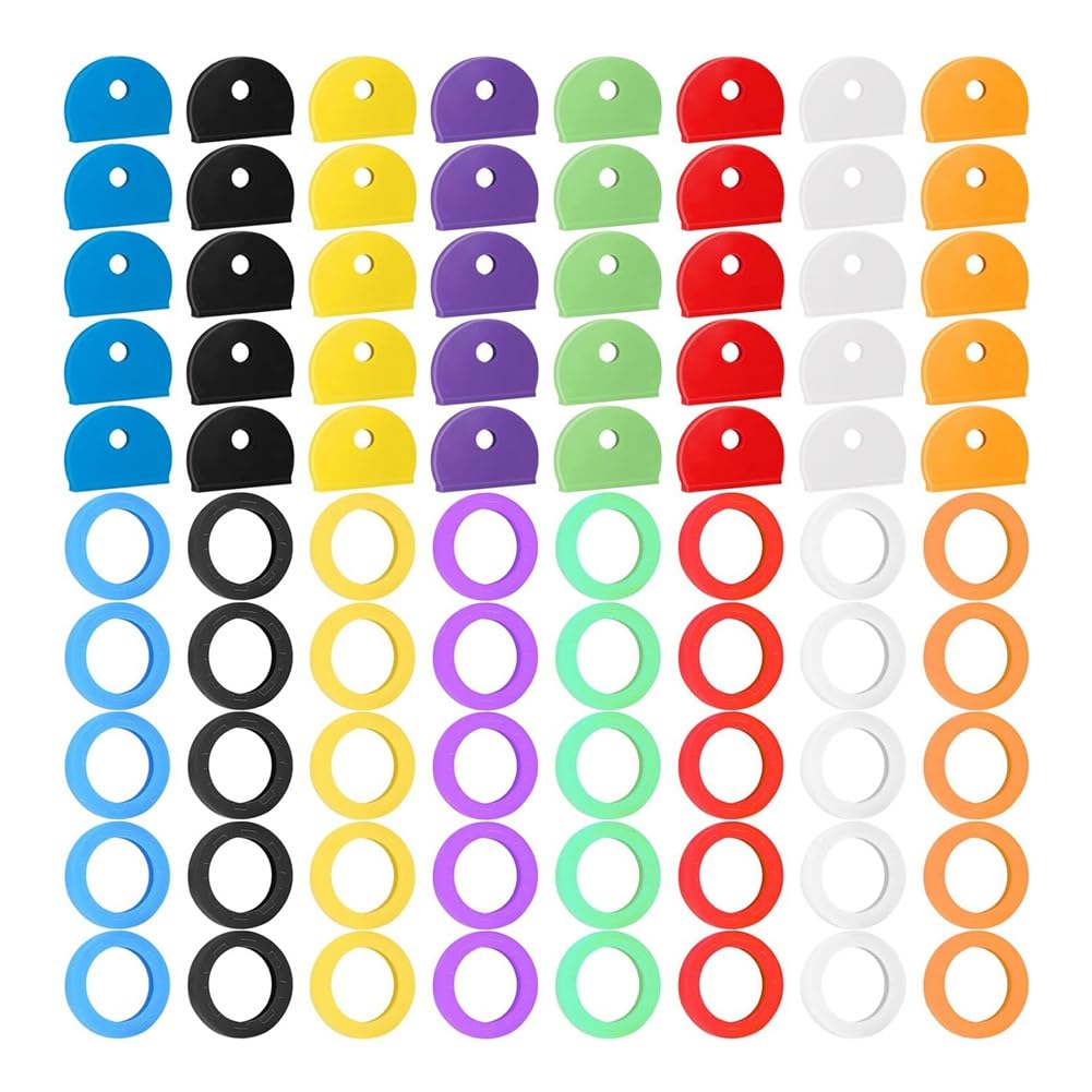 CTRLZS 80 Pieces Key Color Covers Key Caps Tags Covers Set Key Identifier Rings Key Toppers for Keys Organization House Key