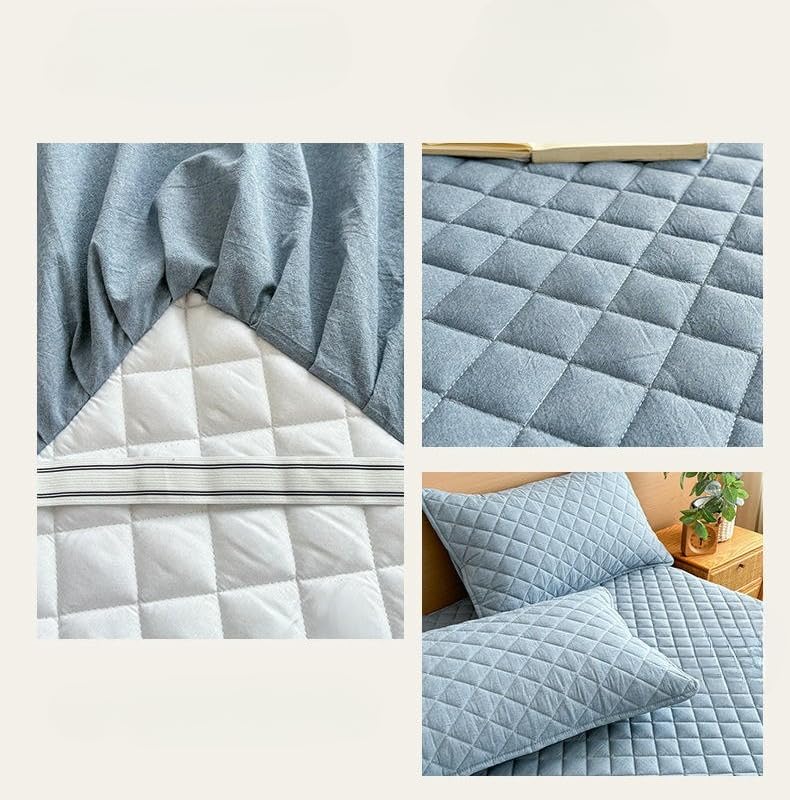 Bettrock aus einfarbiger Baumwolle, Rundum-Design, weich und atmungsaktiv, staubdicht und rutschfest, geeignet für Familienschlafzimmer, Gästezimmer und Hotels
