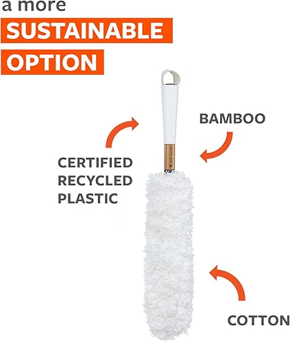 Miniatura 4 de Full Circle - FC14603W Dust Whisperer - Plumero de microfibra lavable con cabezal reemplazable, color blanco