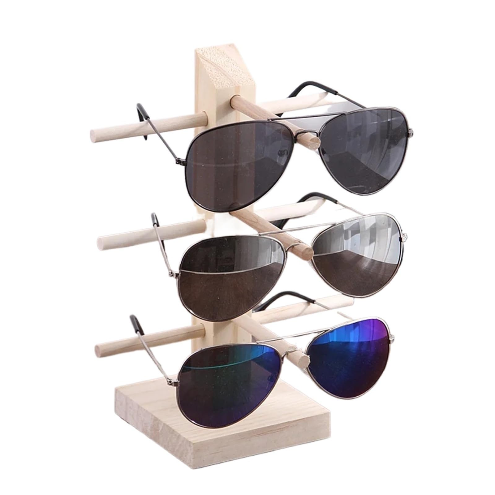 WWYYZAYC Multi Layers Wood Sunglass Display Rack Shelf Eyeglasses Show Stand Jewelry Holder For Pairs Glasses Showcase(3 LAYER)