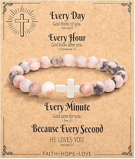 Christian Mothers-Day Gifts for Women, First Communion Confirmation Graduation Gifts Religious Cross Bracelet for Mom/Daughter/Friend/Sister/Grandma/Granddaughter/Godmother/Her, Inspirational Birthday Faith Based Jesus Jewelry