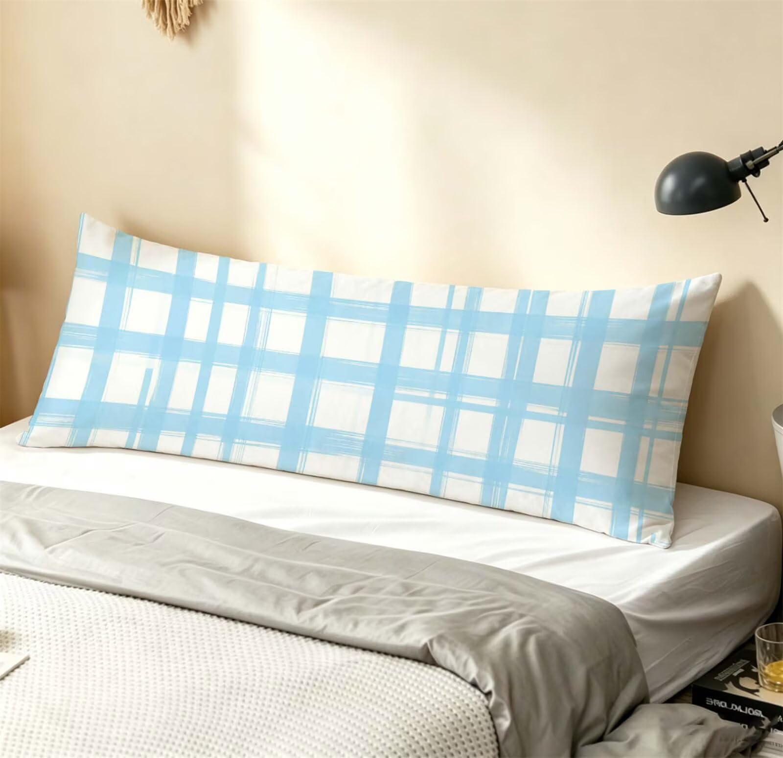 Blu-20 Federe Cuscino Letto 50 x 150 cm, Grande Cuscini per Divano Velluto, | Doppia Faccia Stampa, Semplice-2 Fodera per Cuscino Decorativa, con Cerniera, Cuscino per Dormire Sul Fianco j-342