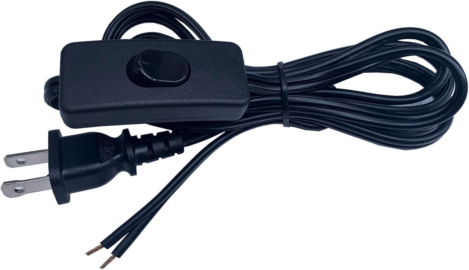 12FT Replacement Lamp Cord, 18 AWG 2 Prong Power Cord Cable with On Off Button Switch, Stripped Ends Ready for Wiring and Applicable to All Kinds of Household Lamps, Black Black 12ft image 4 of 6 B0D28F4QXW