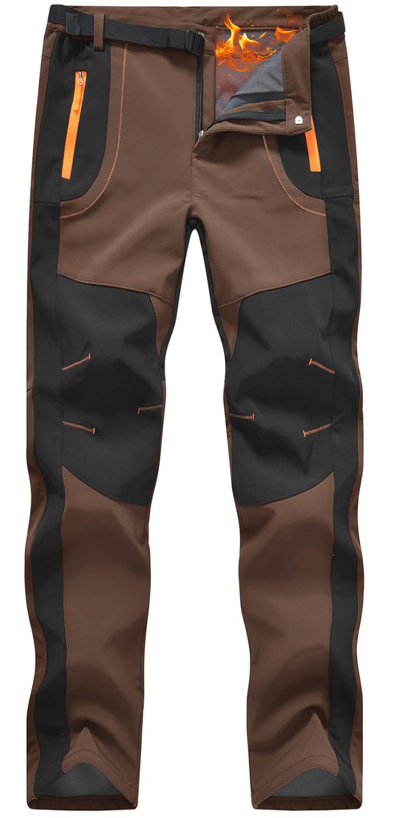 Rdruko Men's Snow Ski Pants Waterproof Insulated Winter Hiking Snowboard Fleece Lined Pants with Belt