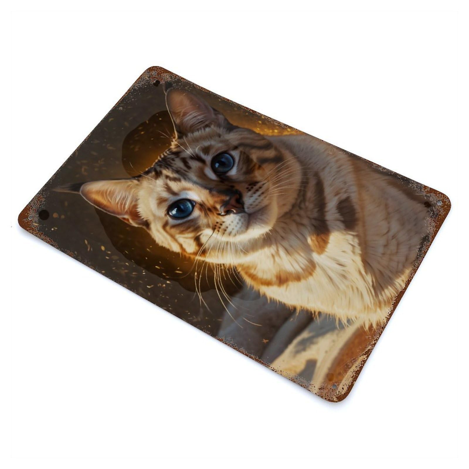 Bengal Cat Portrait Vintage Rust Metal Sign 11.8"x7.9", for Basement, Hobby Room And Garage Decor, Farmhouse Wall Decor
