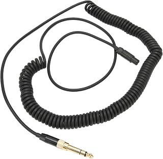 linxiaojix Cabo de mola de áudio preto para fone de ouvido, cabo de áudio enrolado com efeito de pele, multiuso, cobre OFC para K712 para K702 para AKG