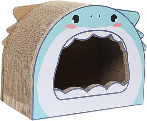 Almohadillas rascadoras de cartón para gatos, refugio de cabaña, tablero rascador para gatos, caja rascador corrugada para gatos para moler garra,