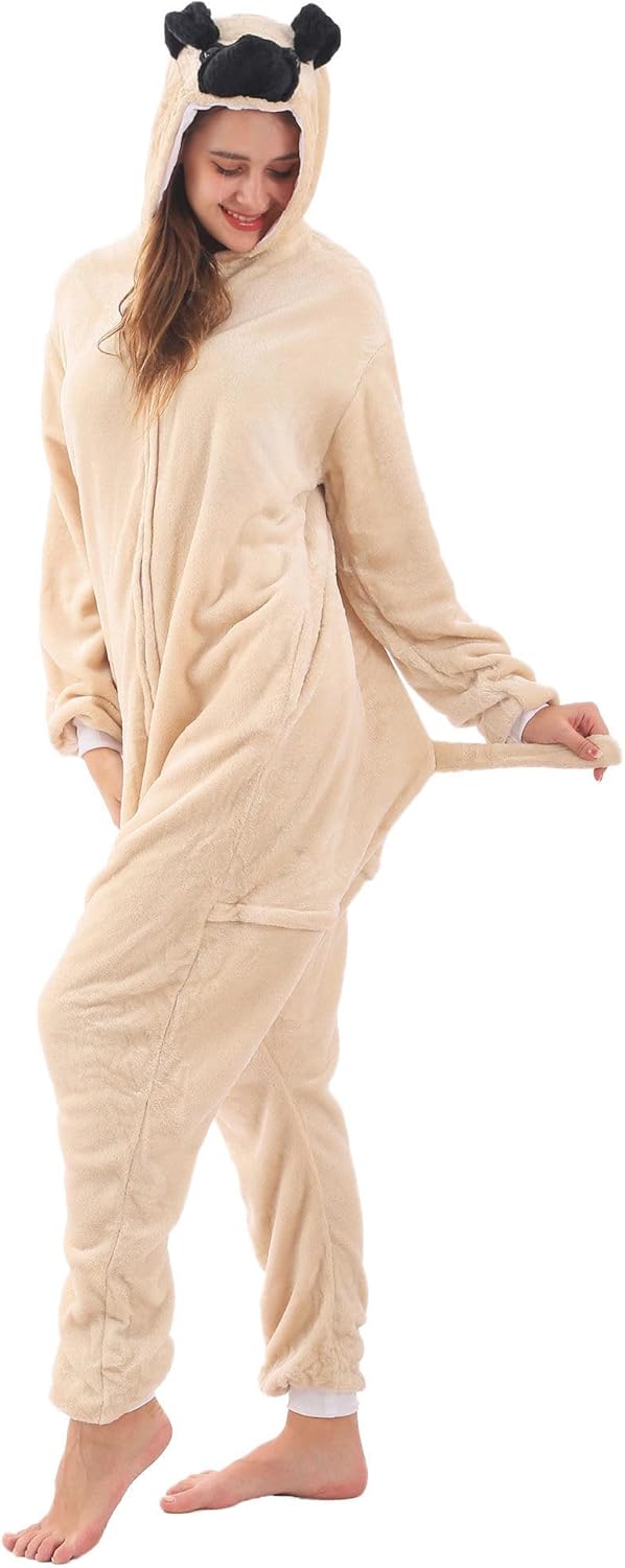 Unisex Adult Animal Hooded Onesie Pajamas for Women Men Halloween Costume Cosplay Dog - Image 4