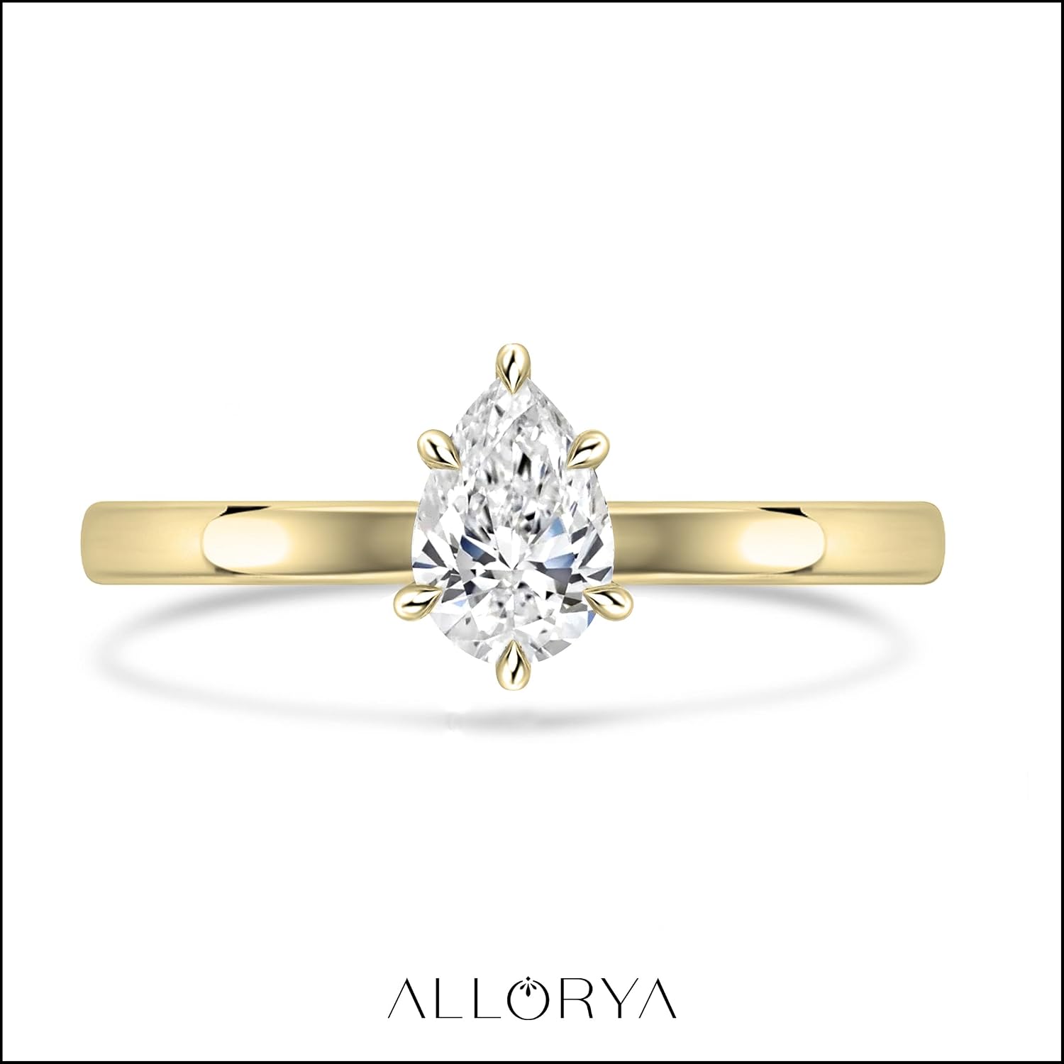 0.25 Carat Pear Shape Lab Grown White Diamond Sparkling Solitaire Engagement Ring for Women in 14K Solid Gold