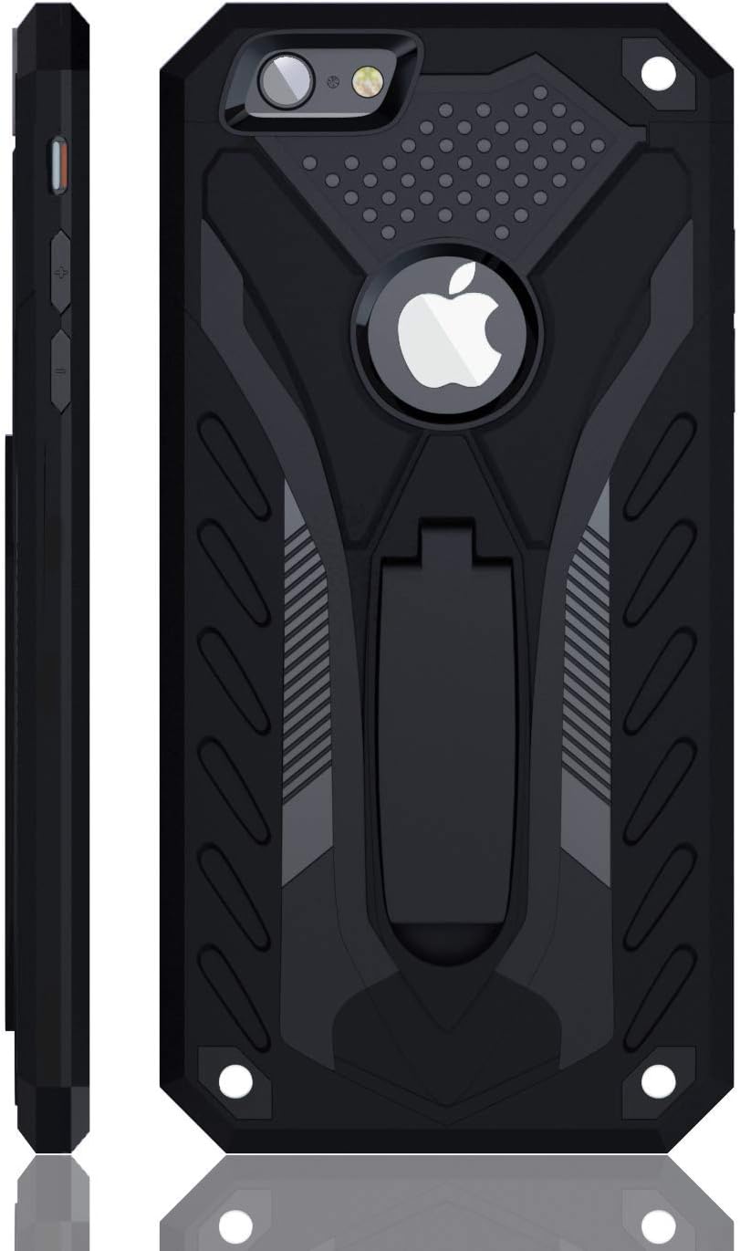 Kitoo Nicexxxx iPhone 6 / iPhone 6S Case, Military Grade 12ft. Drop Tested Protective Case with Kickstand, Compatible with Apple iPhone 6 / iPhone 6S - Black