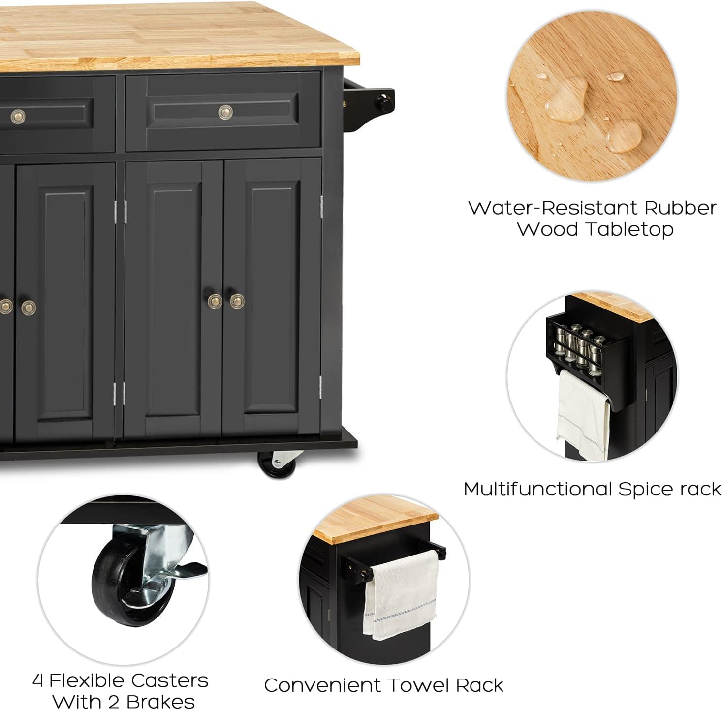 Buy Rolling Kitchen Island on Wheels with Storage Islands Table for