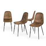 Homy Casa Mid-Century Modern Armless Dining Chairs Set, Upholstered with Suede, Metal Legs, Perfect for Kitchen, Dining Room, Living or Restaurant, Suede Brown