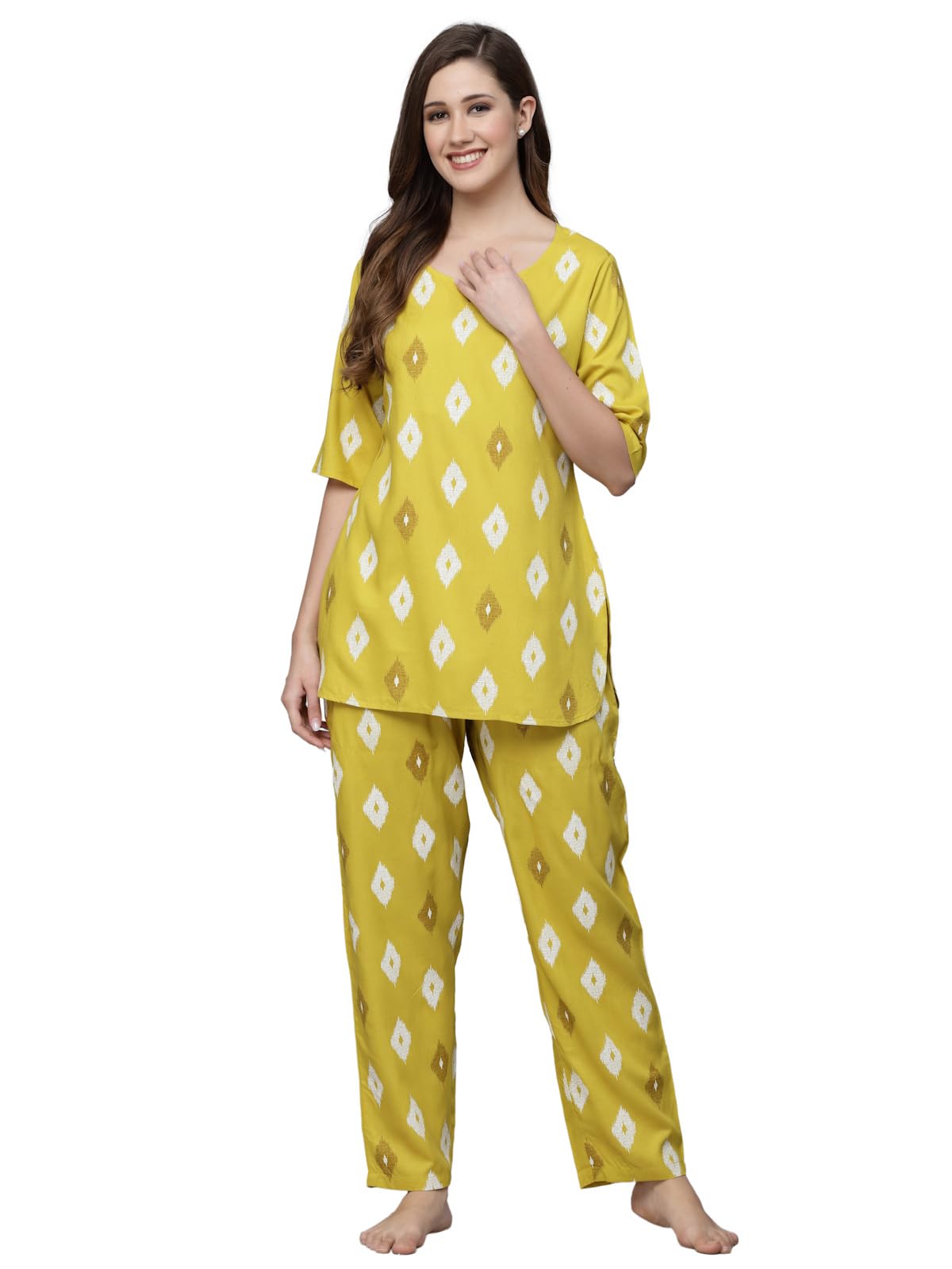 stylum Women's Cotton Ikat Print Rayon Pajama Set-picture-19