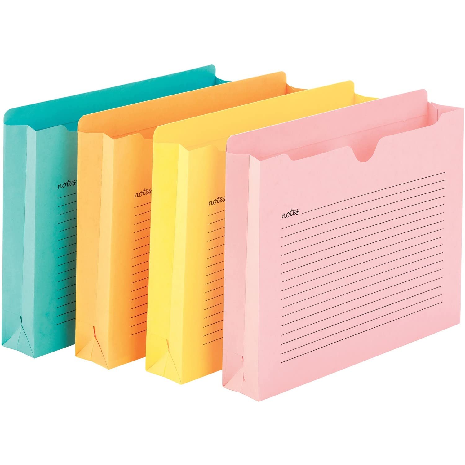 Smead Notes File Jacket, Letter Size, Straight-Cut Tab, 2” Expansion, Assorted Colors, 12 per Pack (75694)