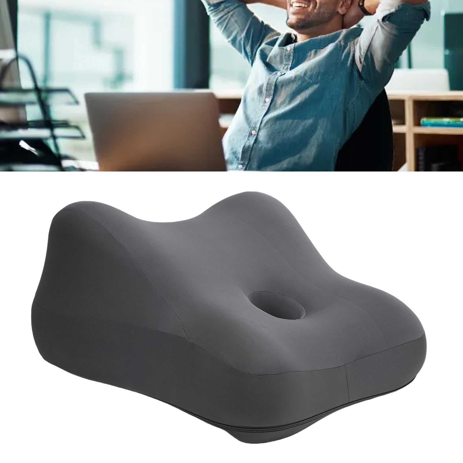 ZJchao Memoria de Cojín de Trasero Diseño de Onda de Algodón Multifuncional Almohada Moderna Moderna para Dormir Legs Elevando Las Piernas Cómodas Alivio Ergonómico de Postura (Gray)