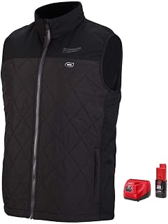 Milwaukee Kit de chaleco M12 12 12V iones de litio zonas de calor frontal y trasera – Color negro todos los tamaños – Batería y cargador incluido-