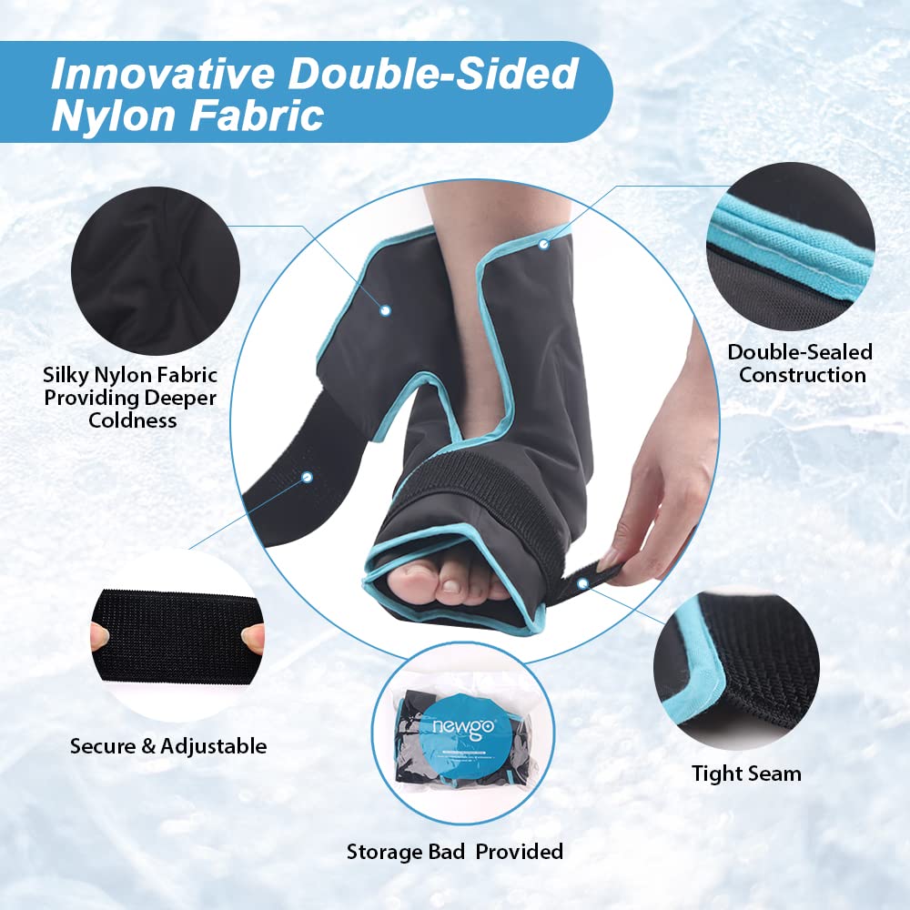 NEWGO Ice Pack Ankle Foot Ice Pack Wrap for Plantar Fasciitis, Reusable Gel Foot Cold Pack Hot Cold Therapy Foot Ice Wrap for Achilles Tendonitis, Swelling, Sprained Ankles and Heels
